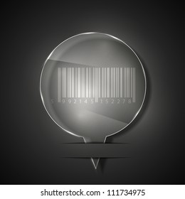 Vector glass barcode icon on gray background. Eps 10