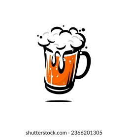 vector glass of beer, bar beer