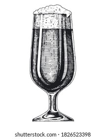 Vector de cerveza. Un boceto dibujado a mano. Estilo de grabado. Ilustración de cerveza no alcohólica