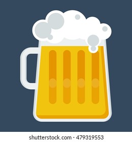 Vector glass beer mug. Design elements for marketing, advertising, promotion, branding and media. Flat cartoon illustration. Objects isolated on a white background.
