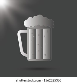 Vector glass of beer on a gray background