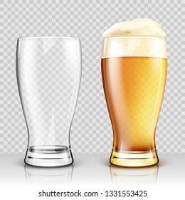 Vector glass of beer on a transparent background