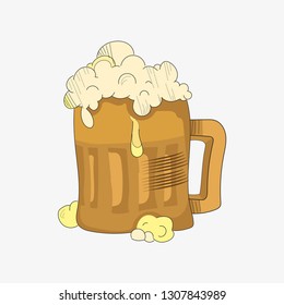 Vector glass of beer on a white background hand draw illustration. Craft beer
