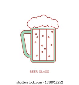 Vector glass of beer on a white background