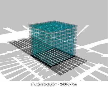 Vector glass blue cube
