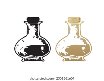 Vector Glass Bottle. Bottle line Drawing. Bottle logo design.