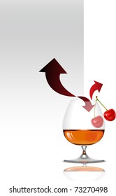 vector of glass of brandy with cherries