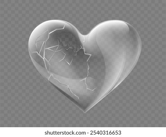 Vidrio de Vector corazón roto. Plantillas aisladas sobre un fondo transparente.