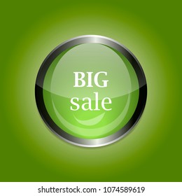 Vector glass button. Button activating large sales. For advertising and promotions