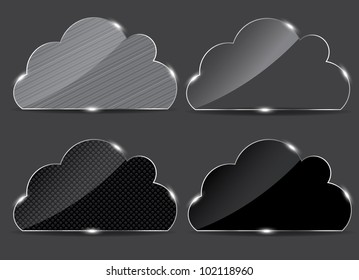 Vector glass button with cloud icon