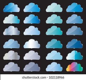 Vector glass button with cloud icon