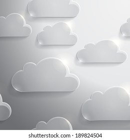 Vector glass button pattern with cloud icon. Vector illustration