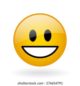 vector glass button with symbol of smiling face