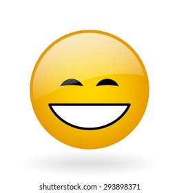vector glass button with symbol of smiling face