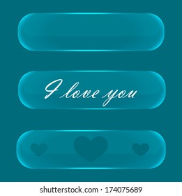 Vector  glass button for Valentine's Day. Vector  illustration 