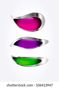 Vector glass buttons with metallic border
