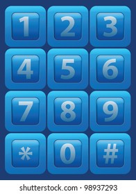 Vector glass buttons with numbers