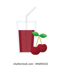 Vector glass of cherry juice 