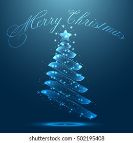 vector glass Christmas tree for your Christmas design. New Year 2018