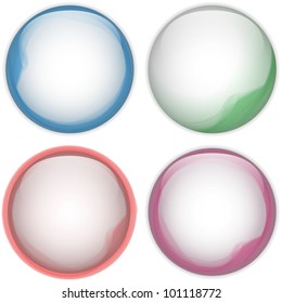 Vector - Glass Circle Button Colorful Acqua
