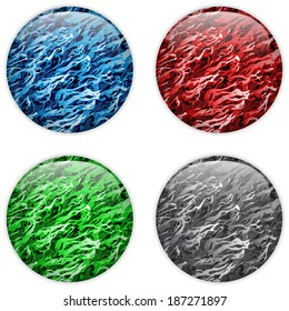 Vector - Glass Circle Button Colorful Neon Waves