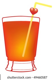 Vector glass with cocktail