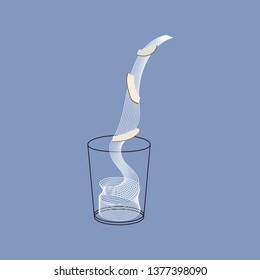 Vector glass of coconut milk with nuts. Vegan alternative organic milk splash pour in glass. Non dairy drink. Isolated transparent illustration. Healthy food, diet and nutrition concept