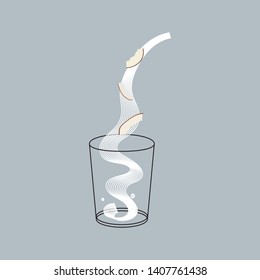 Vector glass of coconut milk with nuts. Vegan alternative organic milk splash pour in glass. Non dairy drink. Isolated transparent illustration. Healthy food, diet and nutrition concept