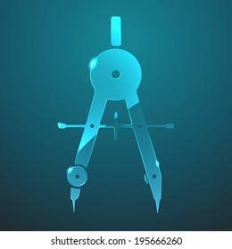 Vector glass compasses icon. Eps10