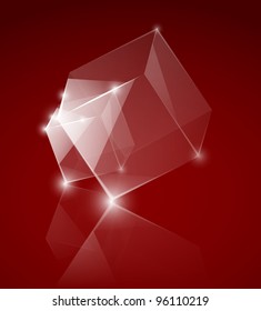 Vector glass cubes on the red background. Eps 10