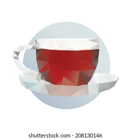 Vector glass cup of black tea