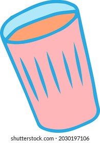 vaso vectorial con jugo aislado. Utensilios de cocina color rosa azul naranja