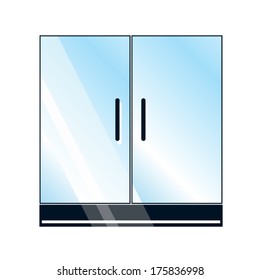 Vector glass doors on white background