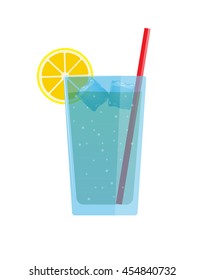 vector glass with drink and lemon