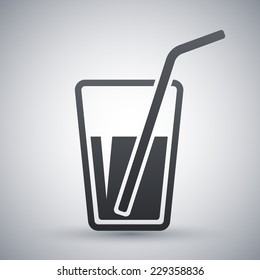 Vector glass with drinking straw icon