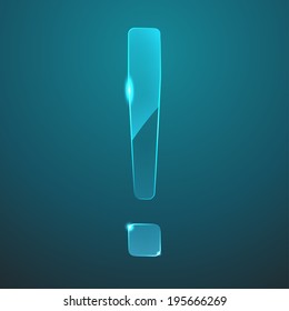 Vector glass exclamation mark icon. Eps10