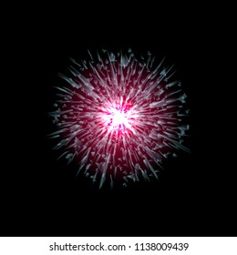 Vector glass explosion concept isolated on black background. Many red sharp pieces randomly flying in the air. Vector illustration, eps 10.