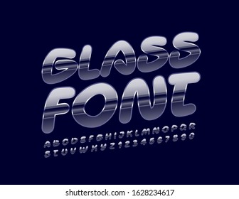 Vector Glass Font. Creative transparent Font. Glossy Ice Letters and Numbers