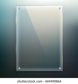Vector glass frame at blur abstract background for you business design and information.