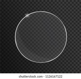 Vector glass frame. Isolated on transparent background. Glass banner realistic vector illustration