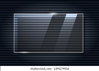 Vector glass frame. Isolated on transparent background. Glass banner realistic illustration