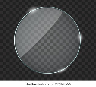 Vector glass frame. Isolated on transparent background. Glass banner realistic vector illustration