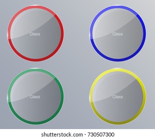Vector glass frame. Isolated on transparent background. Glass banner realistic vector illustration. Glass button vector