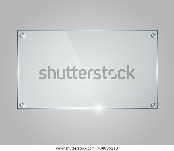 Vector glass frame.\
Isolated on transparent background. Glass banner realistic vector\
illustration