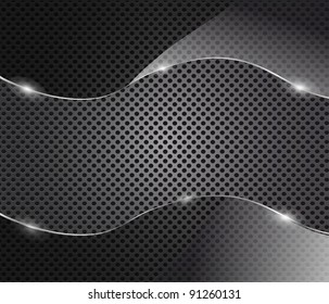Vector glass frame on metal background