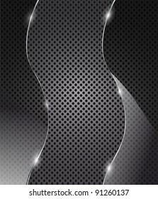Vector glass frame on metal background