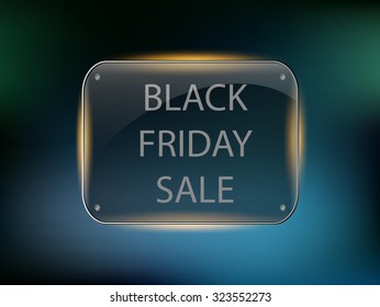 Vector glass frame with sign Black friday sale
