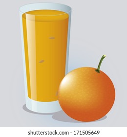 Vector Glass With Fruit Juice And A fruit 