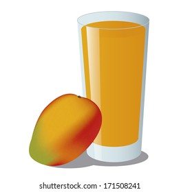 Vector Glass Of Fruit Juice And In A Blank Background