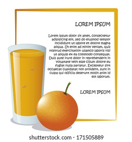 Vector Glass With Fruit Juice And A Board For Text Behind